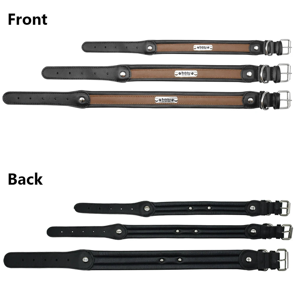 RCC Personalized Genuine Leather Dog Collar