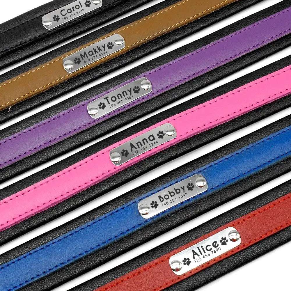 RCC Personalized Genuine Leather Dog Collar