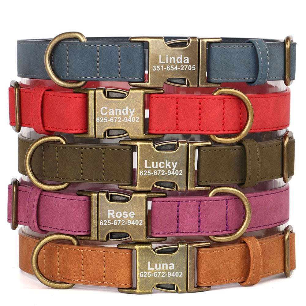 Personalized Dog ID Engraved Metal Buckle Collar