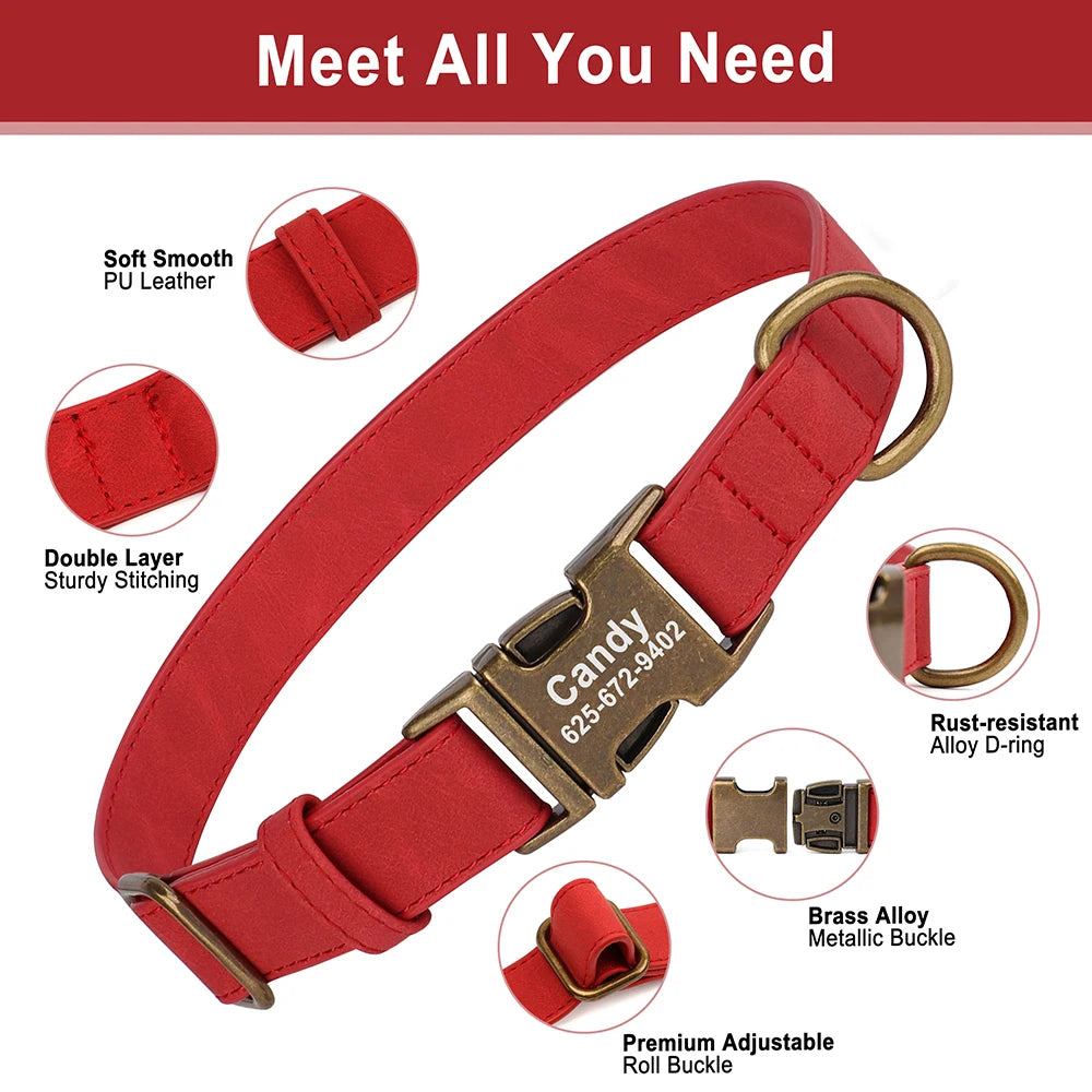Personalized Dog ID Engraved Metal Buckle Collar properties