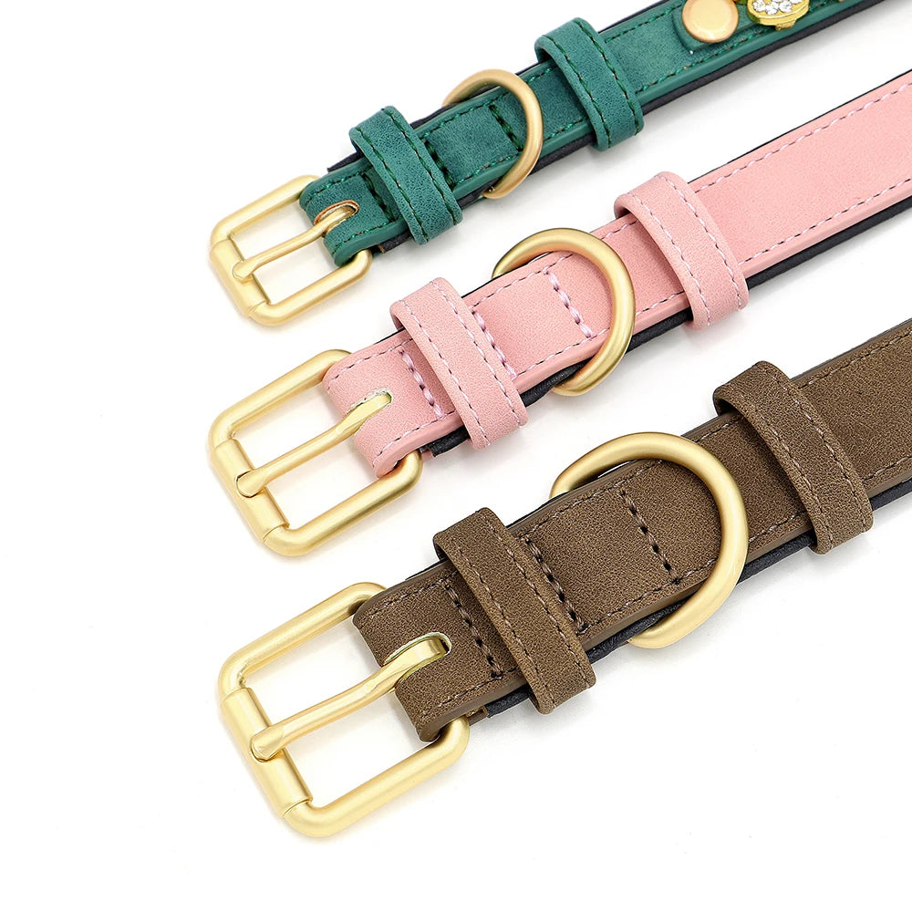 Personalized PU Leather Rhinestone Dog Name Collars