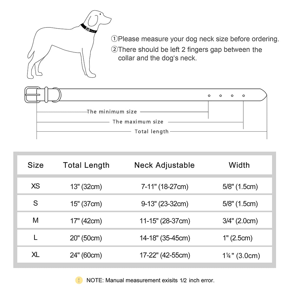 RCC Personalized Padded PU Leather Pet ID Collars