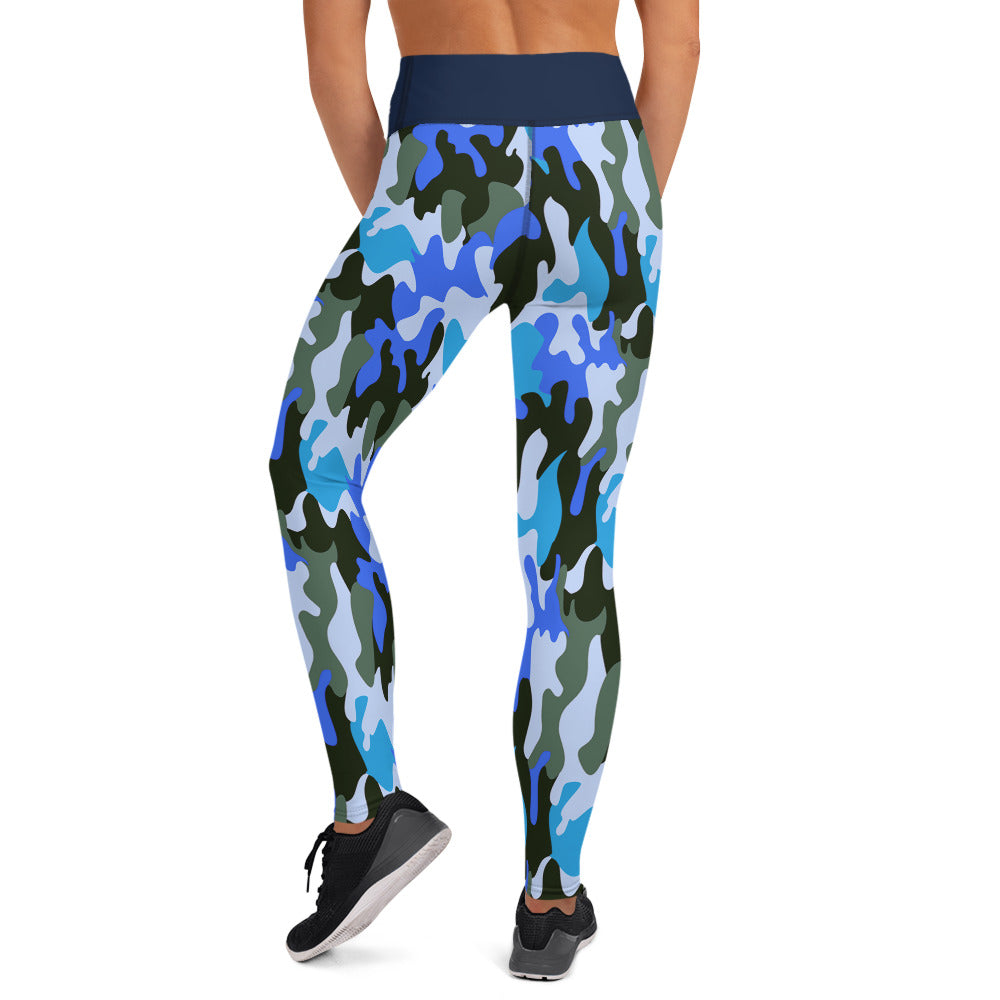 Blue Camouflage Sports Leggings UPF 50+