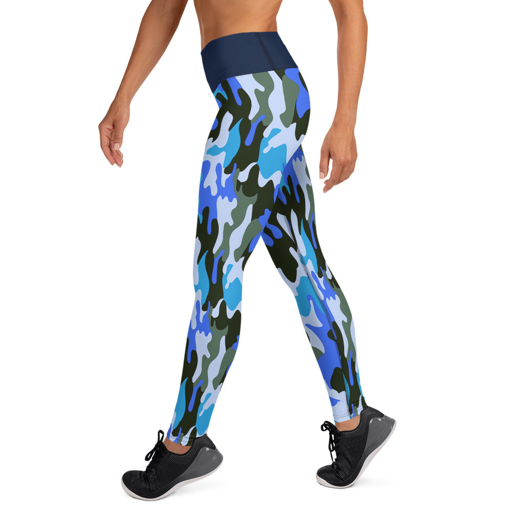 Blue Camouflage Sports Leggings UPF 50+