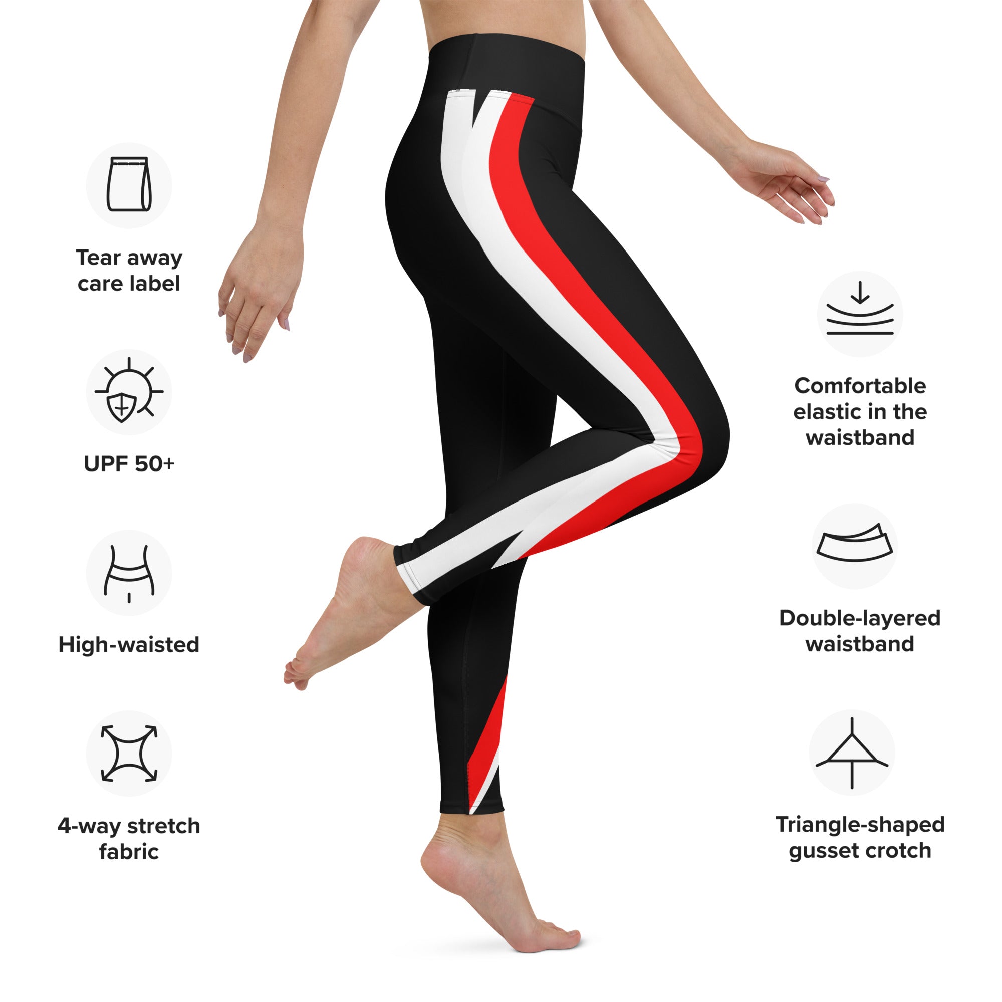 RCC Leggings UPF 50+ Red White and Black