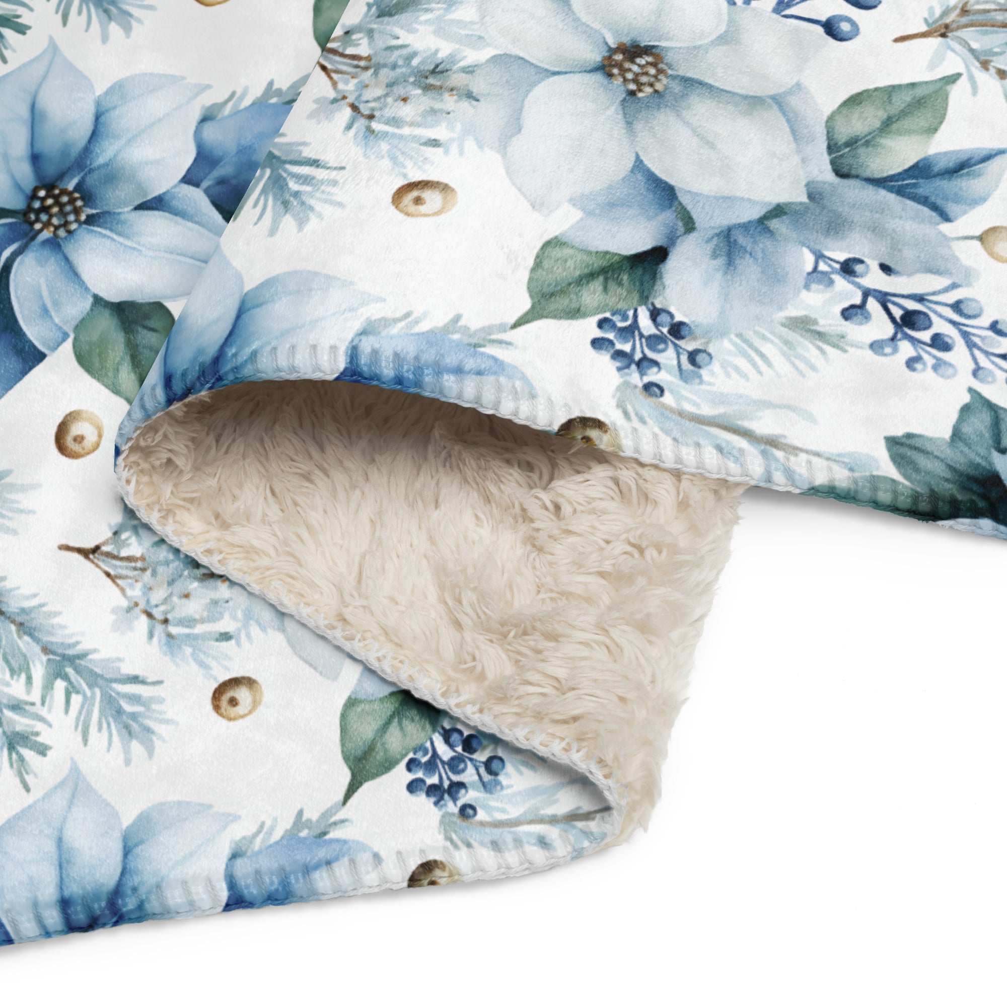 RCC Sherpa Blanket Watercolor Poinsettia
