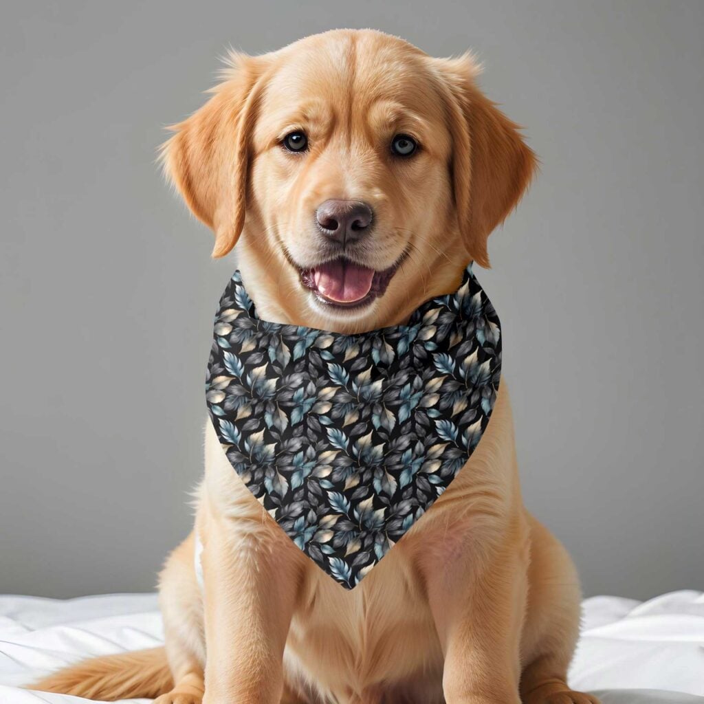 puppy wearing custom designed bandana